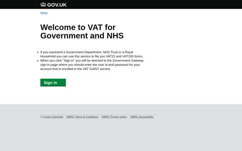 HMRC:Welcome to VAT for Government and NHS