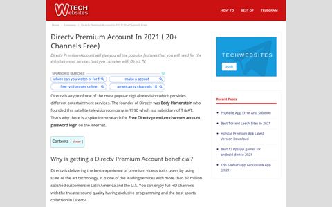 Directv Premium Account in 2020 ( 20+ Channels Free)