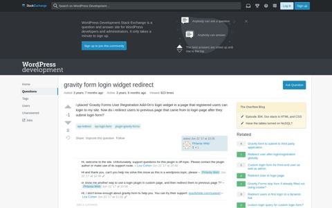 gravity form login widget redirect - WordPress Development ...