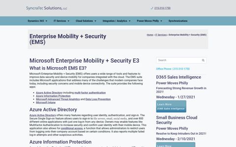 Enterprise Mobility + Security (EMS) - SyncraTec
