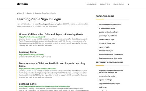 Learning Genie Sign In Login ❤️ One Click Access