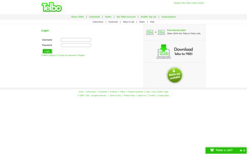 Login - Telbo | Free Internet calls and best value calls