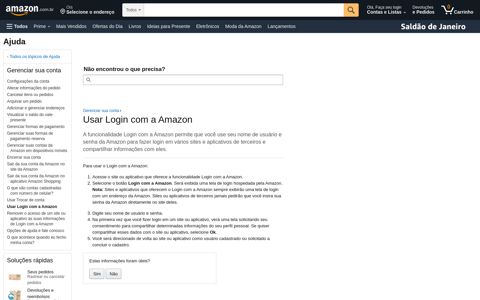 Amazon.com.br Ajuda: Usar Login com a Amazon