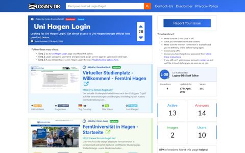 Uni Hagen Login - Logins-DB