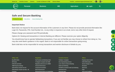 Safe Online Banking - Login Internet Banking | KVB - Karur ...