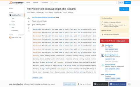 http://localhost:8888/wp-login.php is blank - Stack Overflow