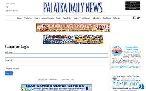 Subscriber Login | Palatka Daily News, Palatka, Florida