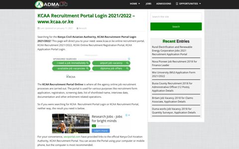 KCAA Recruitment Portal Login 2020/2021- www.kcaa.or.ke ...