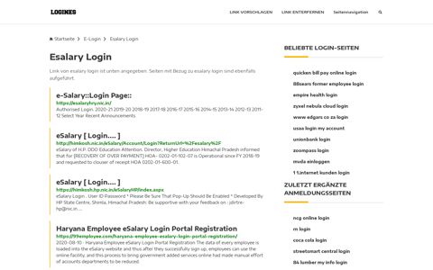 Esalary Login | Allgemeine Informationen zur Anmeldung