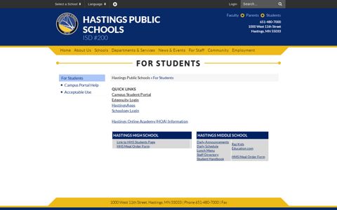 For Students - Hastings Public Schools