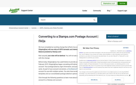 Converting to a Stamps.com Postage Account | FAQs ...