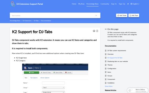 K2 Support for DJ-Tabs - DJ-Extensions Support Portal