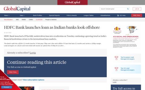 HDFC Bank launches loan as Indian banks look offshore ...