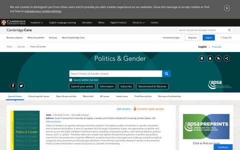 Politics & Gender | Cambridge Core