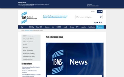 Website login issue - Institute of Biomedical Science