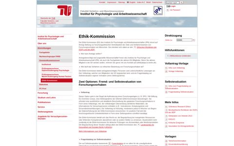 Fakultät V Verkehrs- und Maschinensysteme: Ethik-Kommission