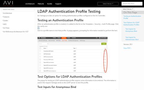 LDAP Authentication Profile Testing - Avi Networks