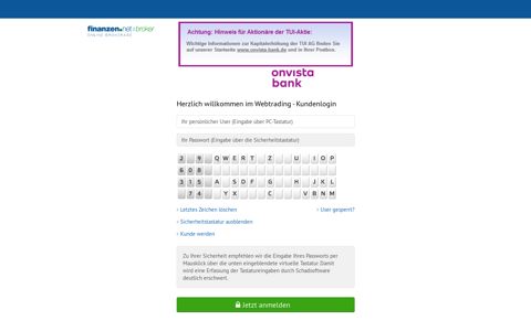 Webtrading Finanzen.net Brokerage Depot / onvista bank