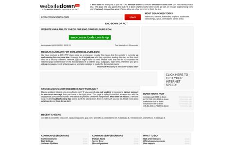 Check status for emo.crossclouds.com now! - WebSiteDown.info