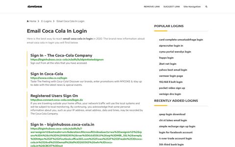 Email Coca Cola In Login ❤️ One Click Access