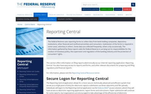 Reporting Central - Federal Reserve Bank Services