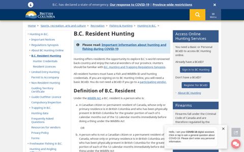 B.C. Resident Hunting - Province of British Columbia
