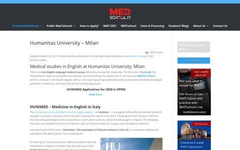 Humanitas University – Milan – Medical Schools in English in ...