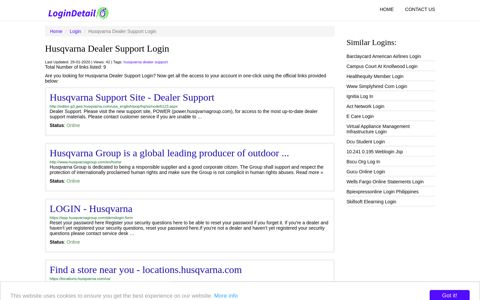 Husqvarna Dealer Support Login Husqvarna Support Site - Dealer ...