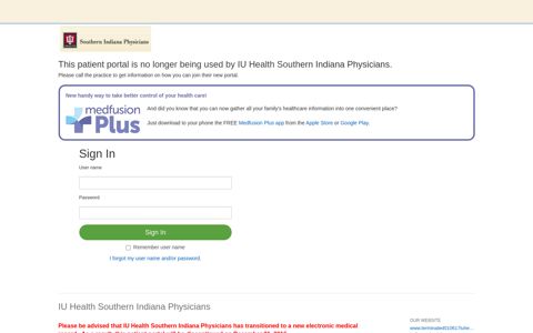 IU Health Southern Indiana Physicians - Patient Portal