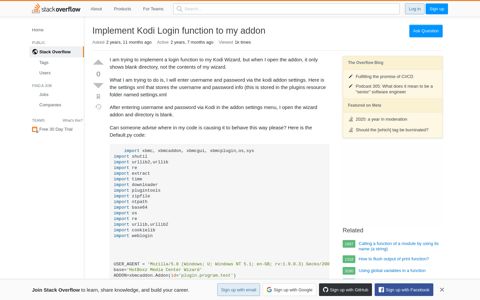 Implement Kodi Login function to my addon - Stack Overflow