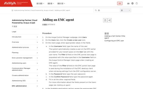 Adding an EMC agent - Avaya Documentation
