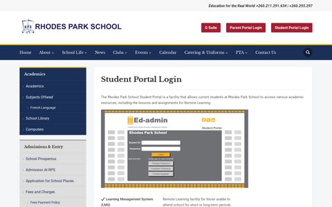 Student Portal Login – Rhodes Park School
