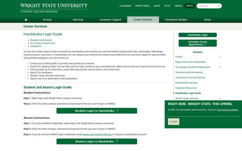 Handshake Login Guide | Career Services | Wright State ...