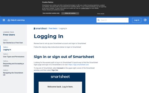 Logging In | Smartsheet Learning Center
