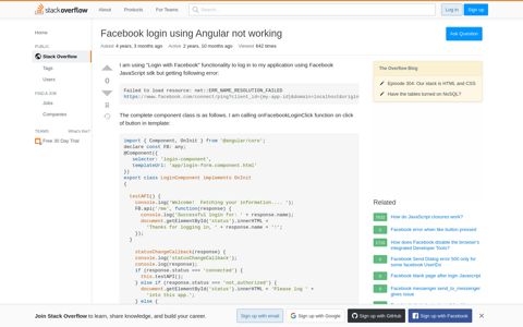 Facebook login using Angular not working - Stack Overflow