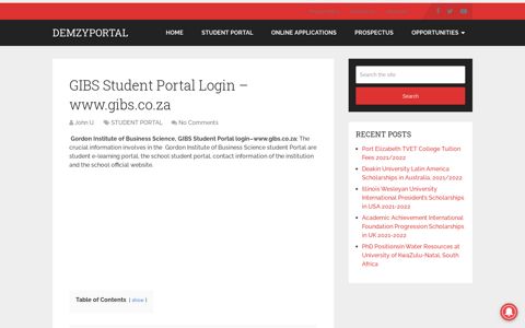 GIBS Student Portal Login – www.gibs.co.za - Demzyportal