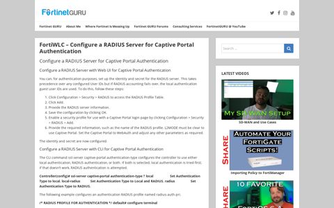 FortiWLC – Configure a RADIUS Server for Captive Portal ...