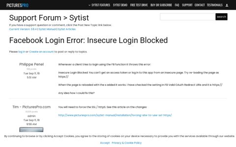 Facebook login error: Insecure Login Blocked - Support Forum ...