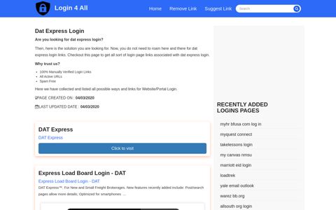 dat express login - Official Login Page [100% Verified]