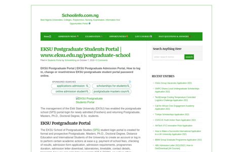 EKSU Postgraduate Students Portal | www.eksu.edu.ng ...