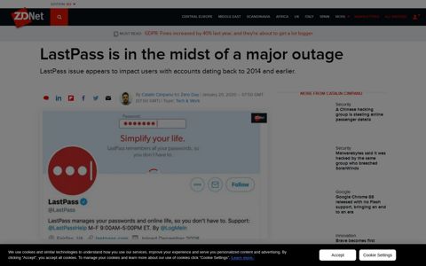 LastPass is in the midst of a major outage | ZDNet