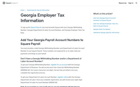 Georgia Employer Tax Information | Square Support Center - US
