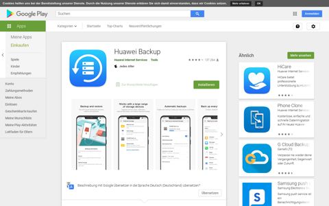 Huawei Backup – Apps bei Google Play