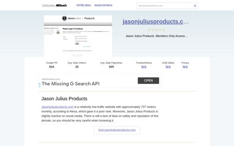 Jasonjuliusproducts.com website. Jason Julius Products.