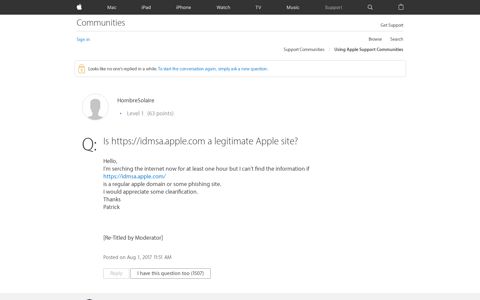 Is https://idmsa.apple.com a legitimate A… - Apple Community