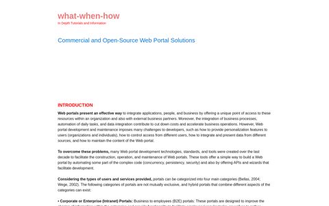 Commercial and Open-Source Web Portal Solutions