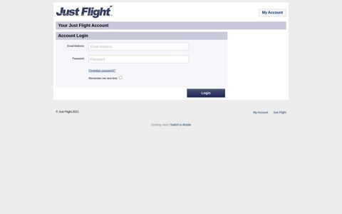 Just Flight | Login to Your Account - Just Flight Support