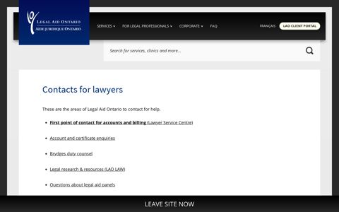 Contacts for lawyers – Legal Aid Ontario