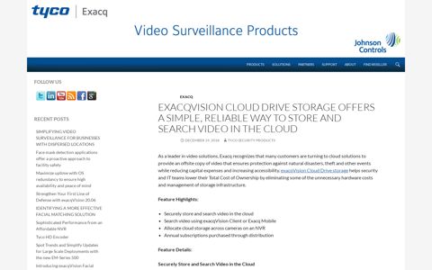 EXACQVISION CLOUD DRIVE STORAGE OFFERS A SIMPLE ...