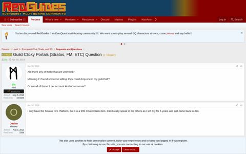 Question - - Guild Clicky Portals (Stratos, FM, ETC) Question ...